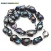 Necklaces Large baroque pearl Irregular statement necklace tissue nucleated flameball black blue natural pearls popular jewelry elegant