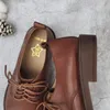 Chaussures décontractées oxford en cuir authentique plat rond à lacets plate-forme de lacet