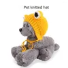 Vêtements de chien tricotés couvre-tête d'animal de compagnie créatif grenouille drôle mignon chapeau de crossdressing pour chiens accessoires de chat tissés à la main