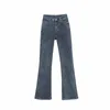 Женские модные джинсы Winter Streetwear Y2K прямые брюки длина джинсовая вечеринка для девочек. Случайные ретро -синие брюки 240403