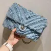 Sacs de soirée Design Tassel Denim Women Bag 2024 Chaîne Hands Hands Bag Messenger Small Square