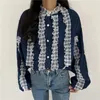 Jackets femininos Neploe Korean Lace Patchwork Denim 2024 Spring Manga Longa Mulheres Y2K O-Gobes Únicos Tops de Basos Mujer