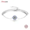Bangles Tongzzhe Charm Luxury Bracelets для женщин 925 Серебряное серебряное злае глаза Blue Stone Bracelets 2019 Модные ювелирные украшения.