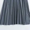 スカート2024ZAR春/夏の女性用多用途のAラインスモールプリーツミッドレングススカートハイウエストミディ