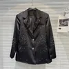 Trajes de mujer BORVEMAYS Blazer para mujer Diamantes Primavera Cuello a medida Abrigo de cara de satén con temperamento suelto de un solo pecho 2024 WZ8059