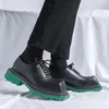 Sıradan ayakkabılar lüks moda orijinal deri marka tasarımcısı kare ayak parmağı oxfords ayakkabı partisi gece kulübü elbise siyah platform ayakkabı