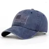 Ball Caps Unisexe American Flag brodery Wash Baseball Spring and Automne Outdoor Ajustement des chapeaux décontractés
