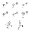 Brincos de garanhão 8 pares pares de aço inoxidável lunar estrela flor cz cartilagem piercing tragus barbell cenário para mulheres homens