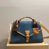 Винтажная сумка джинсовая сумочка Портфель женщин Женщины сумки Lady Crossbody Messenger сумки кожа с съемным ремнем с съемным ремнем с большой емкостью