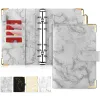 Anteckningsböcker A6 PU LEATHER MARBLE NOTBOOK BINDE BINDER Budgetplanerare Pengar Organiser för kontantbesparingar med 6 dragkedja kuvertfickor klistermärken