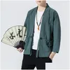 Męskie kurtki Summer Harajuku mężczyzn Ochrona przeciwsłoneczna odzież Kimono Casual Mężczyzna otwarty ścieg Solid Chiński w stylu Kurtka upuszczona dostawa DHKU3