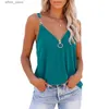 Frauen Tanks Camis Womens Sexy v Neck Camisole Pullover Tops Damen 2023 Sommer lässiger Reißverschluss ärmellose Bluse Mädchen Kleidung Y240403