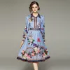 Vestido vintage de mujeres con cinturón, elegante vestido floral delgado, vestido de pecho individual, manga larga, primavera