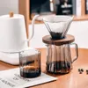 Household Coffee Maker Advanced Grey Glass Hand-brewed Coffee Drip Filter Cup Wood Pallet Sharing Pot Coffeeware Accessories 240319