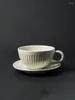 Cups Saucers Coffee Cup Ceramic Mug High-Capacity Heat-Resistant Mugs And Saucer Set Household Microwave Oven Three-Color Optional Milk