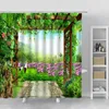 Shower Curtains 3D Grape Flower Stand Curtain Europ Pastoral Scenery Home Background Hanging Cloth Polyester Bathroom Decor Bath