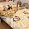Sängkläder set härlig tecknad ko set mjuk kung full tvilling enstorlek säng platta lakan polyester kudde kakor kawaii täcke för barn