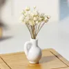 Vazolar 1/12 Dollhouse Mini Seramik Çiçek Vazo Minyatür Flowerpot Ekici Masaüstü Minik Ev Aksesuarları