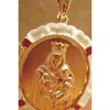 18k giallo vero oro reale AU750 Gioielli di diamanti rubino Donne Virgin Mary Ritratto Moneta OT Collana