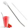 Drinking Straws Stainless Steel Tea Drink Spoon Oval Shape Metal Straw Mixing Reusable Cocktail Spoons Set For Home