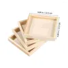 Decorative Figurines 4 Pcs Blocks Storage Trays Unfinished Wooden Serving Playset Puzzle Toy Organizer