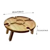Möbler mesa de picnic plegable de madera para exteriores con soporte de Vidrio escritorio redondo estante de copa de vino mesa de camp