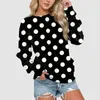 Frauen Hoodies Women Polka Dot Print Sweatshirt Langarm runden Hals Lose Frühling Herbst 2024 Y2K Sweatshirts Tops Vintage Streetwear