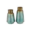 Vases 13"H Teal Metal Vase With Gold Top Flower Bottle 15" Luxury Living Room Decoration Home Set Of 2 Freight Free Flowerpots