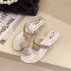 Slippers Slippers Rubber 2023 Vip Rhinestone Shower Summer House Quick Dry with Feet Toes Sier Woman Cheap Gold Sandals Beach Elegant