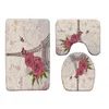 Tappetini da bagno set di tappeti da bagno a 3 cartoni animati paesaggi Parigi Torre Fiori di rosa con pila bassa materassino Matro tappeto a forma di bagno a U