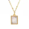 Collane a pendente solare rotondo rettangolo collana medaglia di conchiglia perla oro girocollo alla moda per donne per donne gioielli