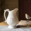 Vaser French White Porslin Flower Pot Elegant Classic Retro Flowerpot and Vase Ceramic Underglash Dekorativa ornament