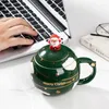 Tazze creative tazze da caffè natalizio carino cartone animato ceramico latte tè tazza di colazione con copertura e cucchiai