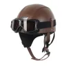 Motorcykelhjälmar 2021 Hjälmläder Vintage Casco Moto Öppet ansikte Retro Halv Chopper Biker Pilot Dot Size MXL6793449