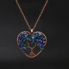 Colliers pendants Stone Crystal Charms Copper Twine Tree of Life Wrap Wrap Amethyst Tiger Eye Rose Quartz Bijoux en gros de bijoux entièrement Dr Otrn3