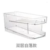 Kitchen Storage Self Rolling Beverage Rack Novel Accessories Pull-out Type Double Layer Can Fridge Organizer