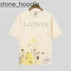 Lanvis Men's SS 24 Designer T -skjorta Shorts Fashion and Women's Beige Speckle Alphabet Print Trendy Lanvis Curb Casual Loose Half Sleeve White Lanvis Shirt 6164