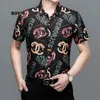 Short Sleeve Clothing Plaid Vintage in Shirts for Men Summer Loose Ice Silk Graphic Printed Polo Collar Casual Fashion Tops 240318