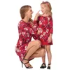 Family Matching Outfits Christmas Dresses Mommy And Me Clothes Mother Daughter Deer Head Printed Drop Delivery Baby Kids Maternity Clo Otxnw