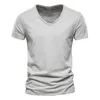 T-shirt maschile 100% in cotone a v-scollo t-shirt fitness sports running soilt t-shirts tops maschi tops maglietta a maniche corte estate per uomo 2443