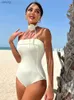 Damskie stroje kąpielowe w białej oblubienicy stroje kąpielowej Korea w stylu One Piece Swimsuit Kobieta 2023 Luksusowe eleganckie stroje kąpielowe Bandeau Bodysuit Girlswear Y240402