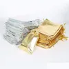 Mücevher torbaları, çantalar 7x9 9x12 10x15cm 13x18cm ayarlanabilir kumaş torba paketleme altın sier renk dstring dable düğün hediye torbaları topçuklar dh2ot
