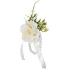 Dekorativa blommor Corsage Wrist Flower Bridegroom Decor Arvband för brudtärna Tyg Fake Armband