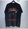 Hells Star American Trendy Brand lavou a velha camiseta casual de mangas curtas soltas para homens e mulheres verão