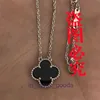 High end designer necklace High version Lucky Flower Collar Necklace chalcedony 18k rose gold titanium steel doublesided vancleff four leaf clover pendant Origina