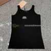 Women Yoga Sling Top Elastic Fabric Tanks Top Rhinestone Letters Sport Vest Sticked T -shirt