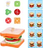 Montessori Wooden Burger تكديس ألعاب للأطفال الصغار والأطفال.