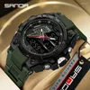 Wristwatches Sanda 6137 2024 Trendy Fashion Men's Led Analog Digital Alarm Wrist Watches Waterproof Outdoor Sports Chronograph Hand Clock