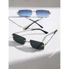 2pcs Men Classic Y2K Rectangle Metal Design Rimless Boho Fashion Glasses Protect Eyes for Musical Festival Outdoor Travel Wedding Beach-party Driving Clothing