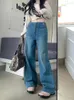 Dżinsowe dżinsy Slergiri Butterfly wycięte zamek błyskawiczny dla kobiet 2024 y2k streetwear luźne proste szerokie nogi długie spodnie